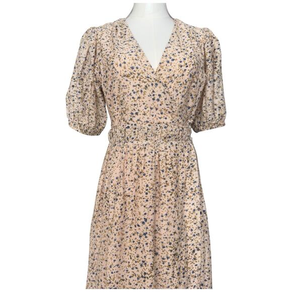 Mirth Krabi Crossover Cotton Silk Blend Dress in Champagne Size XS - Picture 6 of 16